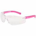 Mcr Safety Glasses, BearKat BK2 Pink Temples, Clear Lens, 12PK BK220